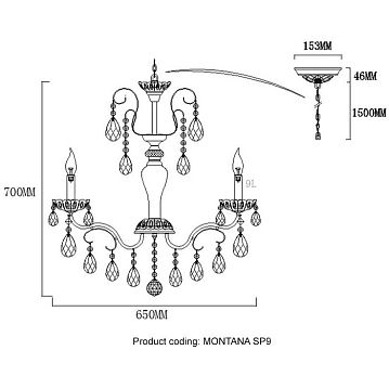 MONTANA SP9 Люстра Crystal Lux MONTANA SP9, MONTANA SP9  - фотография 3