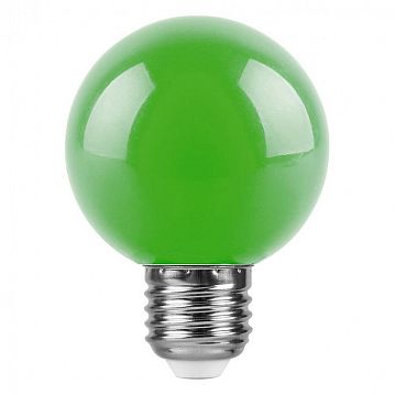 25907 Лампа светодиодная,  (3W) 230V E27 зеленый G60, LB-371  - фотография 2