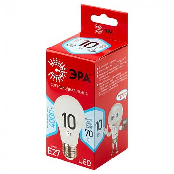 Б0049635 Лампочка светодиодная ЭРА RED LINE LED A60-10W-840-E27 R Е27 / E27 10 Вт груша нейтральный белый свет  - фотография 2