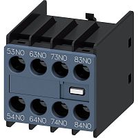 3RH2911-1XA40-0MA0 AUX.SWITCH BLOCK,FRONT,4НО, CURR.PATH: 1НО, 1НО, 1НО, 1NO, SPECIAL VARIANTS FOR SZ S00 AND S0, SCREW TERMINAL 53 / 54, 63 / 64,73 / 74,83 / 84 DIN EN 50005