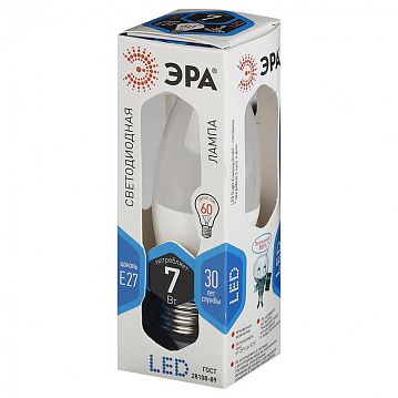 Б0020540 Лампочка светодиодная ЭРА STD LED B35-7W-840-E27 E27 / Е27 7Вт свеча нейтральный белый свет  - фотография 2
