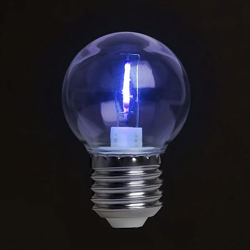 48934 Лампа светодиодная, (2W) 230V E27 синий G45 прозрачная, LB-383  - фотография 2