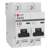 mcb47100-2-63C-bas Автоматический выключатель EKF Basic 2P 63А (C) 10кА, mcb47100-2-63C-bas