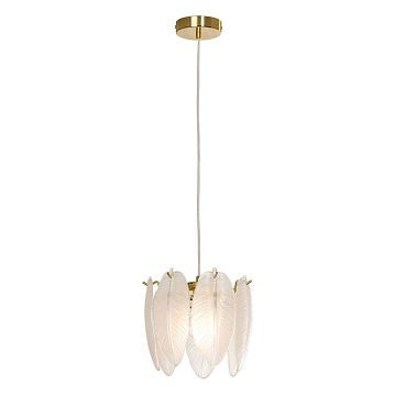 LSP-8838 Подвесной светильник, цвет основания - блестящее золото, плафон - стекло (цвет - белый), 1х40W E14